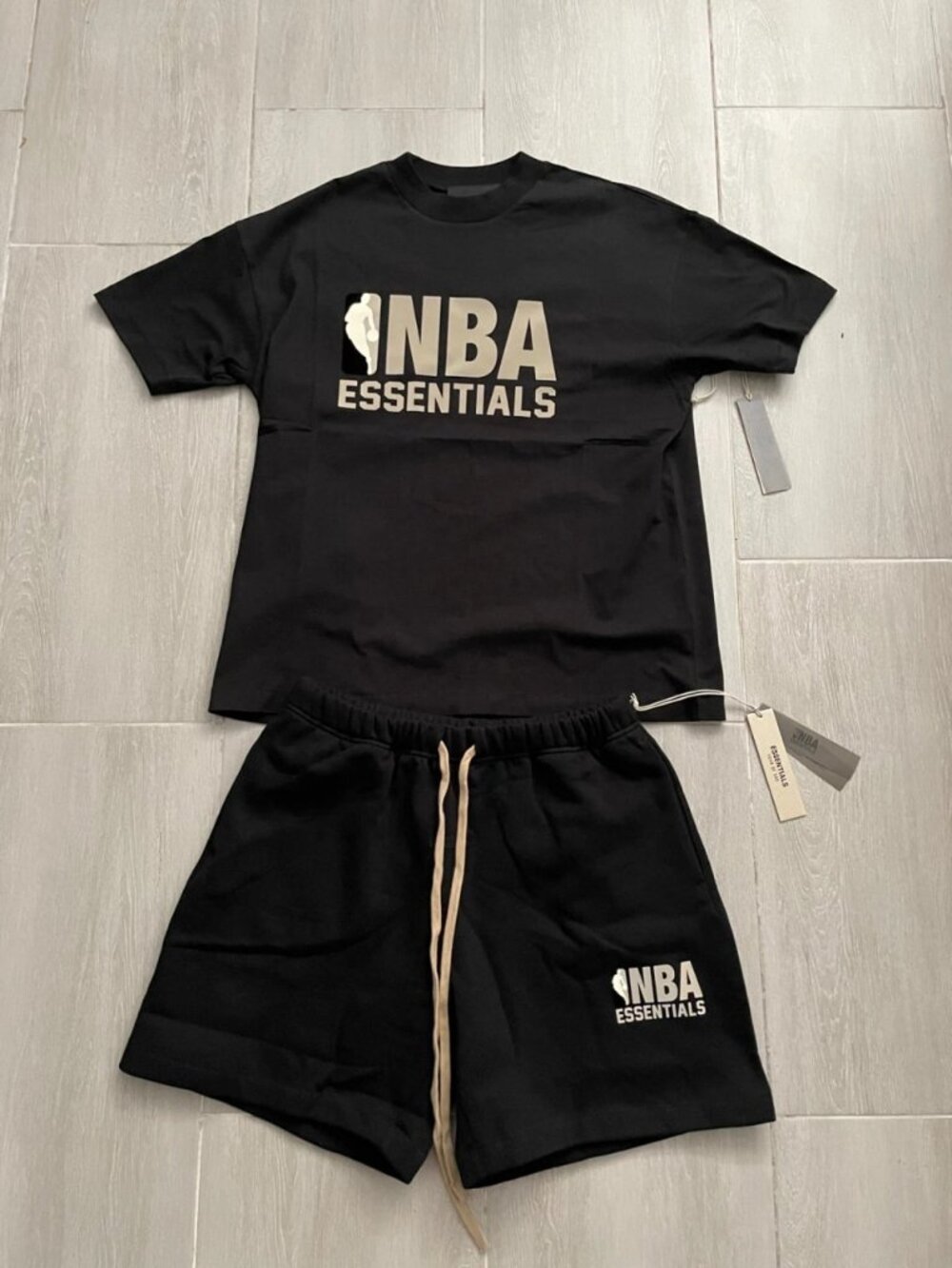 Fear of God Essentials x NBA Logo T-Shirt & Sweat Shorts Set Black Size M